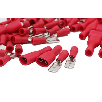 Image of Grapelet 100x Red Fully Insulated Spade Electrical Crimp Connectors Mixed Male &amp; Female 50x and 50 x