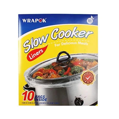 Image of WRAPOK Slow Cooker Liners Kitchen Disposable Cooking Bags BPA Free for Oval or Round Pot, Large Size 13 x 21 Inch, Fits 3 to 8.5 Quarts 1 Pack (10 Total)