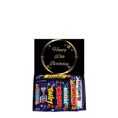 Image of Cadburys Happy 60th Birthday Chocolate Gift Cadbury’s Chocolates Sweet Box Great Treat 8 Full Size Bars