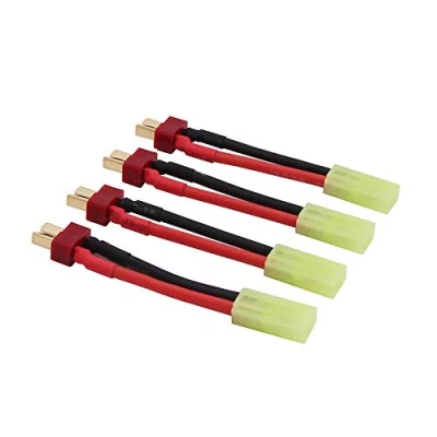Image of BDHI 4pcs compatible with Mini Tamiya Female to Male T Plug Deans Style Convert Adapter 5cm 14awg Wire(B146 4)