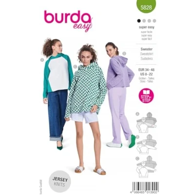 Image of Burda Sewing Pattern 5828 Sweater [Womens] Level 1 Super Easy