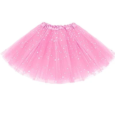 Image of SECALIFE Girls Tutu Skirt Toddler Baby 3 Layers Tulle Sequin Star Ballet Dance Skirts for 2 8 Years, Pink