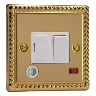 Image of Varilight 13A Switched Fused Spur + Neon Flex Outlet Georgian Brass XG6FONW
