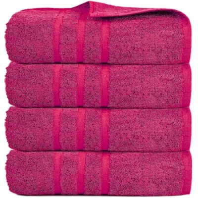 Image of 4X Bath Sheets Towels 100% Pure Soft Cotton 500GSM Big Quick Dry &amp; Absorbent Large Bathroom Set (Pink)