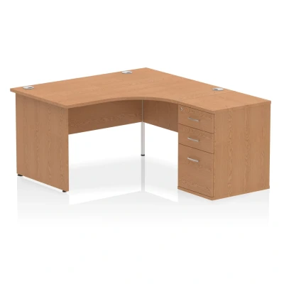 Image of Impulse 1400 RH Crescent Desk Oak Top Panel End 600 High Ped