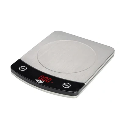 Image of WEDO 48110054 Scales Professional Steel 10 kg Graduation 1 g / 2 with Tare Function Battery Operated Stainless Silver/Black