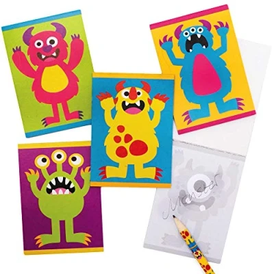 Image of Baker Ross AX272 Monster Bunch Notepads Pack of 12, Drawing Pads for Kids, Ideal Party Bag Filler