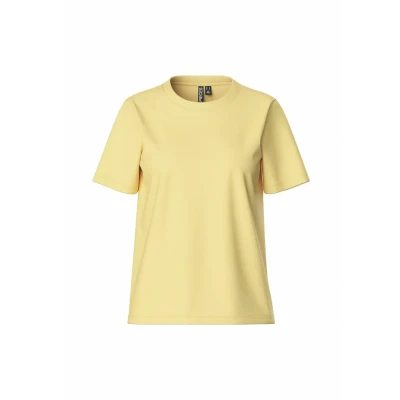 Image of PIECES Women&#039;s Pcria SS Solid Tee Noos Bc T Shirt, Yellow (Pale Banana), XS
