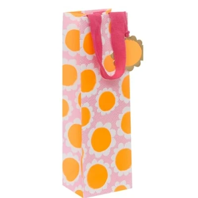 Image of Glick Bottle Gift Bag, Dazzling Daisies, 110 x 340 100 mm, Luxury Recyclable Bag for Birthdays &amp; Celebrations