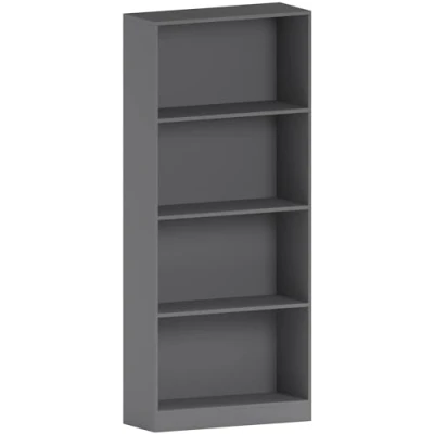 Image of Vida Designs Cambridge 4 Tier Large Bookcase, Grey Wooden Shelving Display Storage Unit Office Living Room Furniture