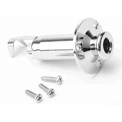Image of Unxuey 1/4&quot; Metal Stereo Electric Guitar Barrel Endpin Jack, Output Jack Socket 3 Total Prongs