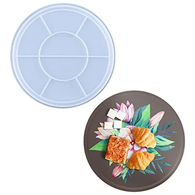 Image of TikooTik Fruit Tray Resin Molds Round Silicone Mold Jewelry Cups Holder Epoxy Serving Casting Mould DIY Food Board Home Decoration