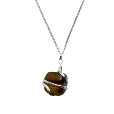 Image of VIE Tumbled Stone Wire Wrap Pendant, 2 3cm (Tiger&#039;s Eye)