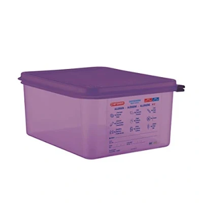 Image of Araven Allergen Polypropylene Plastic 1/2 Gastronorm Sized Food Storage Container with Airtight Lid Included Purple Capacity 10 Litre CM789