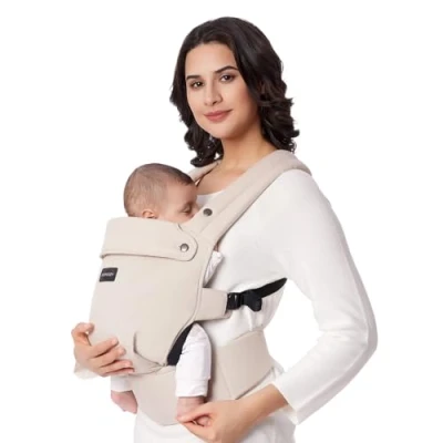 Image of Momcozy Baby Carrier Ergonomic, Cozy and Lightweight Infant for 7 44lbs, Effortless to Put On, Ideal Hands Free Parenting, Enhanced Lumbar Support, Khaki
