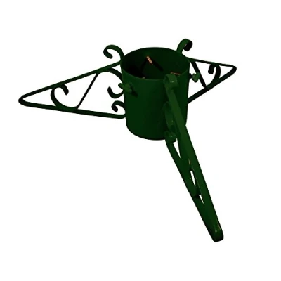 Image of Garden Pride Christmas Tree Stand 5&quot; Base Metal Solid Steel Plastic Coated (Green)