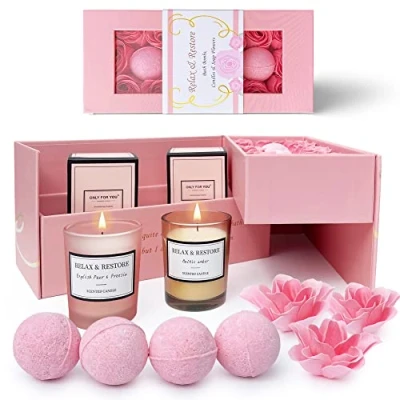 Image of Empire Scented Candles &amp; Bath Bombs Set, Gifts for Women, Birthday Her, 20pcs Set Gift Women with Rose Soap Flowers