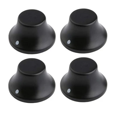 Image of KAISH 4 Pack Wood Knobs LP/Strat Style Bell Guitar Bass Top Hat Knob with Indicator Dot Ebony