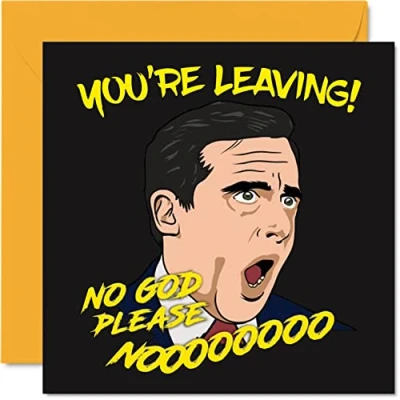Image of Leaving Gifts for Colleagues Women Men No God Please Noooo Sorry Your Good Luck In New Job Card, 145mm x Banter Greeting Cards, Humour Funny Congratulations Card