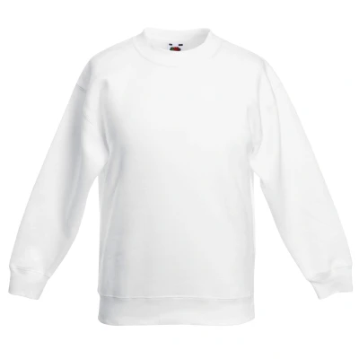 Image of Fruit of the Loom Childrens Unisex Kids Classic 80/20 Set In Sweatshirt (Pack 2) (White) Size 12 13Y
