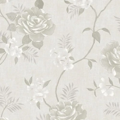 Image of Muriva Darcy James Rosalind Floral Trail Botanical Flowers Wallpaper Feature Wall 10m Roll Cream 173505