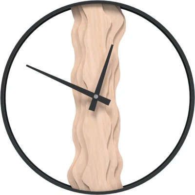 Image of vidaXL Wall Clock Brown Ø35 cm Iron and Oak Wood