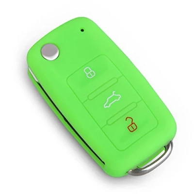 Image of Happyit Silicone Car Key Cover Case for Volkswagen VW Polo Passat B5 Golf 4 5 6 Jetta Mk6 Tiguan Gol CrossFox Plus Eos Scirocco Beetle (Green)