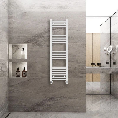 Image of Warmehaus Straight Heated Towel Rail Radiator Ladder White 1400x400mm Central Heating Radiators for Bathroom Kitchen