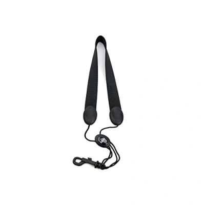 Image of Rico SLA13 Saxophone Neck Strap For Baritone &amp; Tenor Sax Snap Hook, Solid Black, Hook