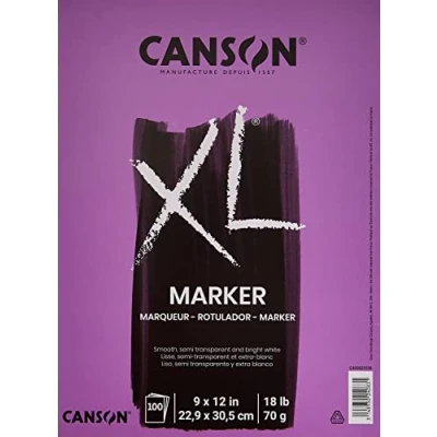 Image of Canson XL Series Marker Paper Pad, Semi Translucent for Pen, Pencil or Marker, Fold Over, 18 Pound, 9 x 12 Inch, White, 100 Sheets (400023336)