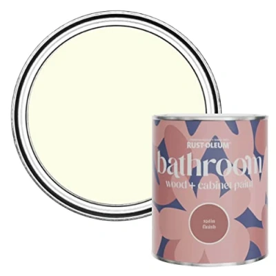 Image of Rust Oleum Off White Moisture Resistant Bathroom Wood and Cabinet Paint in Satin Finish Shortbread 750ml