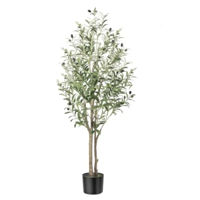 Image of Alupssuc 4FT Artificial Olive Tree, Fake Tree with Lifelike Leaves, Faux Indoor Outdoor for Home Living Room Bedroom Balcony Corner Office Garden Decor,