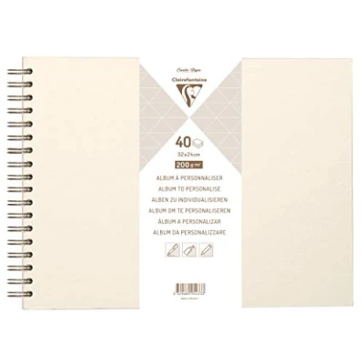 Image of Clairefontaine Ref 95434C Kraft Landscape Album to Decorate (40 Sheets of Paper) 27 x 20cm Sized, 200gsm Paper, Wirebound Spine Iridescent Cream