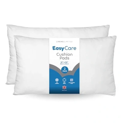 Image of Linens Limited Cushion Insert 40cm x 60cm, Soft and Plump, Non Allergenic Sofa Pad, Easy to Clean, Large Inner, Perfectly Fits Covers (White) (2 Pack)