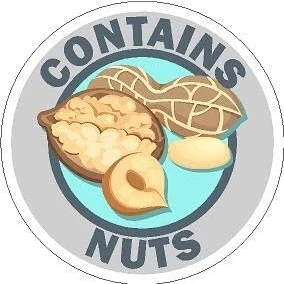 Image of Contains nuts Self adhesive sticker (100mm x 100mm)