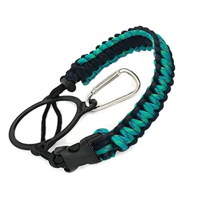 Image of Paracord Handle, Adjustable Water Bottle With Strap, Survival Strap Carabiner Carrier Accessories For Wide Mouth Bottles