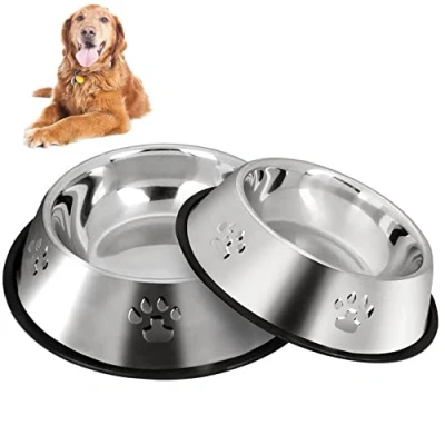 Image of SUOXU Stainless Steel Dog Bowl,Dog Feeding Bowls,Feeder Bowls With Non slip Rubber Bases,Medium And Large Food Water Bowls,Pack of 2