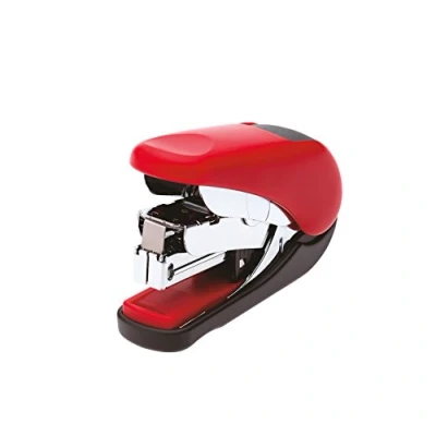 Image of PLUS Japan, Flat Clinch Power Assist Stapler Mini in Red, 1 Piece Pack (1x Clinch)