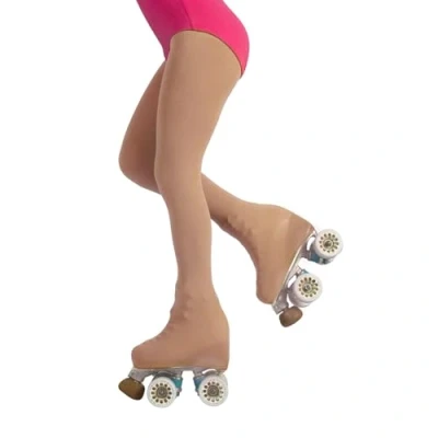 Image of CALZITALY PACK 1/2 Girl skating Boot Cover Tights, Girl&#039;s Roller and Ice Pantyhose 70 DEN 6, 8, 10, 12 Years Skin, Black Made in Italy (12 Years, Skin)