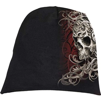 Image of Spiral Skull Shoulder Wrap Light Cotton Beanies Black L