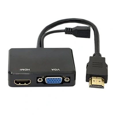 Image of Cablecc HDMI to VGA &amp; Female Splitter with Audio Video Cable Converter Adapter for HDTV PC Monitor