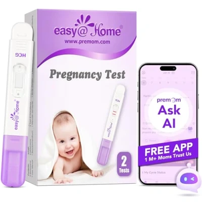 Image of Early Detection Pregnancy Test Kit 2 x Easy@Home 10mIU/mL Highly Sensitive HCG Tests Accurate Home Fertility Testing Result Midstream