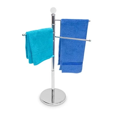 Image of Relaxdays Towel Rack, Metal Stainless Steel, Silver, 93.5 x 70 cm
