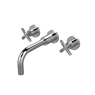 Image of Aztec 3 Hole Wall Mounted Basin Mixer Tap Chrome Nuie