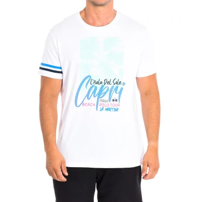 Image of La Martina Mens Short Sleeve T Shirt TMR307 JS206 White Cotton Size Small