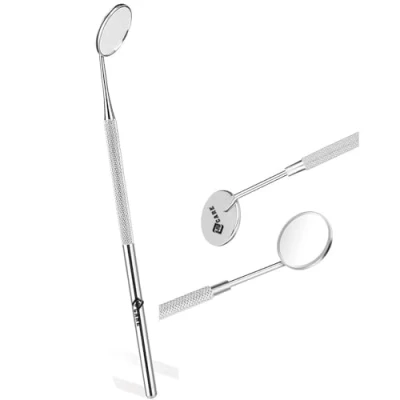 Image of YSCARE Dental Mouth Mirror Oral Teeth Inspection Curve Angle Dentist Care Checking Extension Tool Also uses for Eyelash Extensions (Silver)