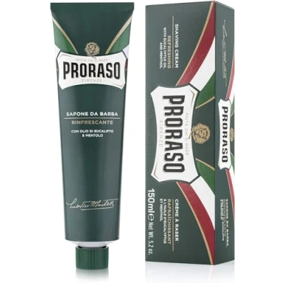 Image of Proraso Shaving Cream Tube, 150ml, Refreshing and Toning for Men with Eucalyptus Oil Menthol, Made in Italy, Green
