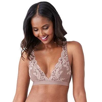 Image of Wacoal Women&#039;s Instant Icon Bralette Plunge Bra, Cafe Au Lait, XL