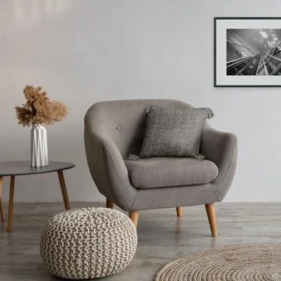 Image of Emma Barclay Herringbone Recycled Cotton Cushion Cover (Black)