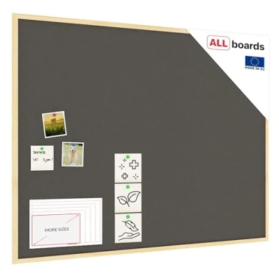 Image of ALLboards Cork Board Grey with Wooden Frame 120x90cm, Corkboard Bulletin Notice
